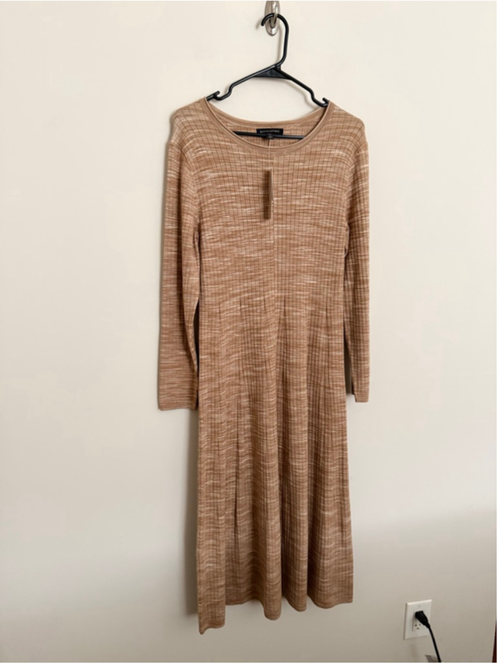 Banana Republic Ribbed Knit Midi Dress Petite L NWT Neutral Taupe Minimalist - Picture 8 of 12